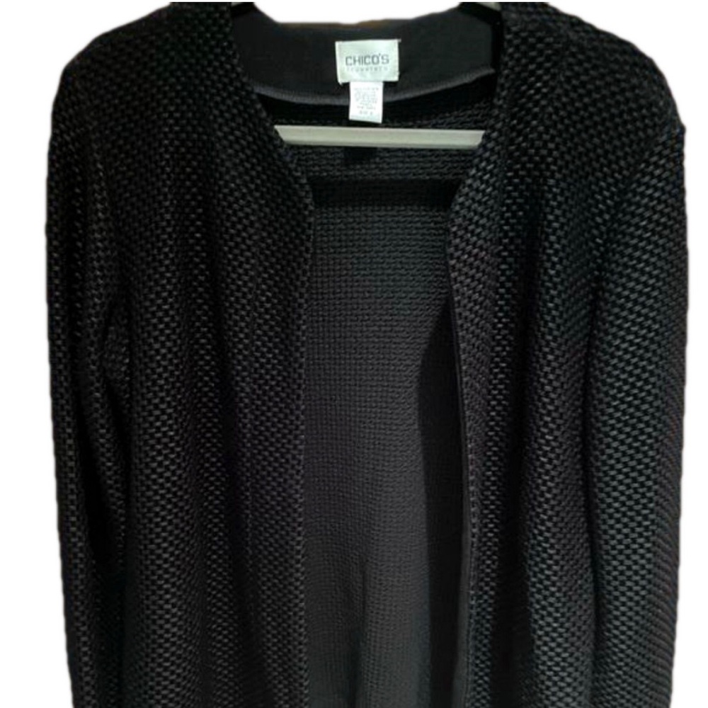 Chico's Black Open-Front Knit Cardigan